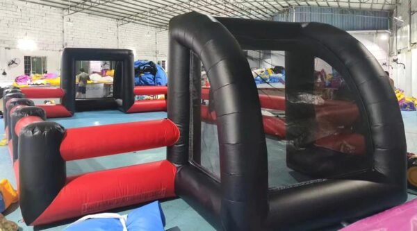 40x20ft Inflatable Football Field Bubble Red and Black Soccer Pitch with Air Blower - Image 3