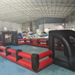 40x20ft Inflatable Football Field Bubble Red and Black Soccer Pitch with Air Blower