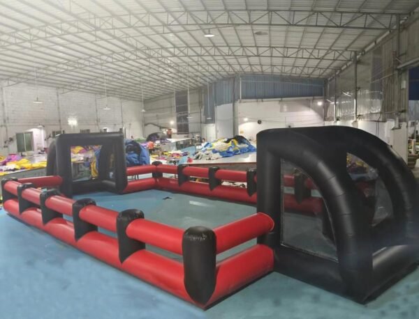 40x20ft Inflatable Football Field Bubble Red and Black Soccer Pitch with Air Blower
