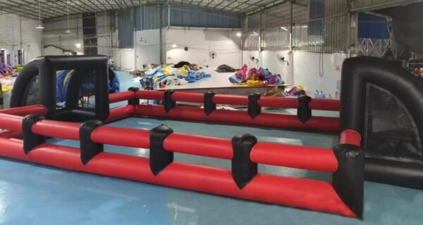 40x20ft Inflatable Football Field Bubble Red and Black Soccer Pitch with Air Blower - Image 2