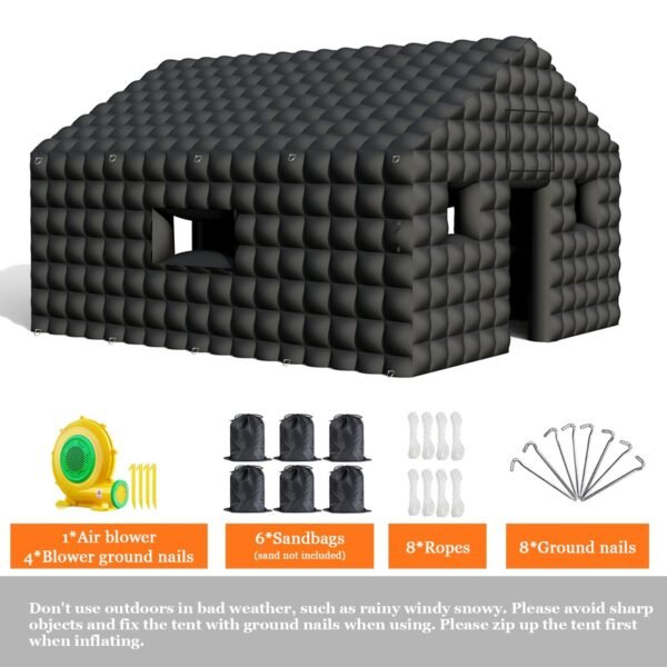 Inflatable Nightclub 20x16.5x12 Ft Large Black Inflatable Party Club Tent 2 Doors and Logo Area - Image 4
