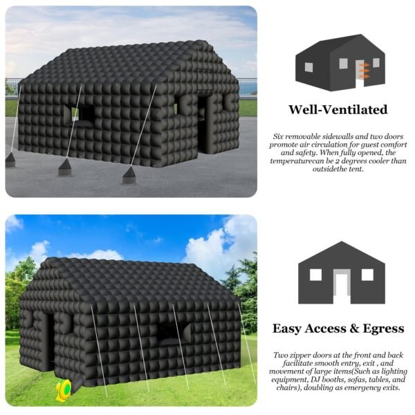 Inflatable Nightclub 20x16.5x12 Ft Large Black Inflatable Party Club Tent 2 Doors and Logo Area - Image 5