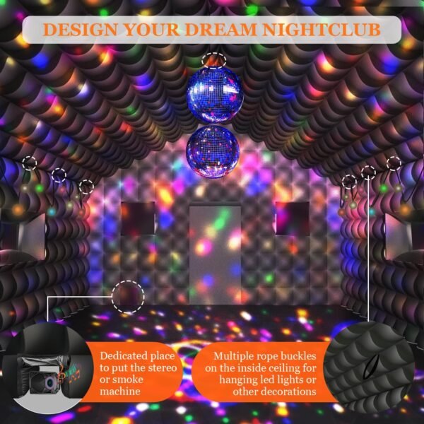 Inflatable Nightclub 20x16.5x12 Ft Large Black Inflatable Party Club Tent 2 Doors and Logo Area - Image 6