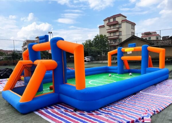 Inflatable Soccer Basketball Sports Court Inflatable Soccer Pitch Field 2 in 1 Multiple Sport Game (with Floor mat)
