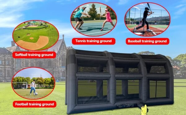19.68ft x 9.84ft Inflatable Tennis Tent Baseball Cage Football Court Cage Inflatable Baseball Field Softball Batting  Pitching Cage - Image 6